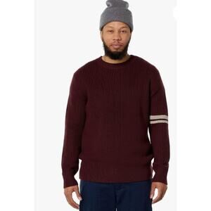 LABEL Mens Go-To Sweater Medium Burgundy Red Putty Knit Crewneck Long Sleeve NWT